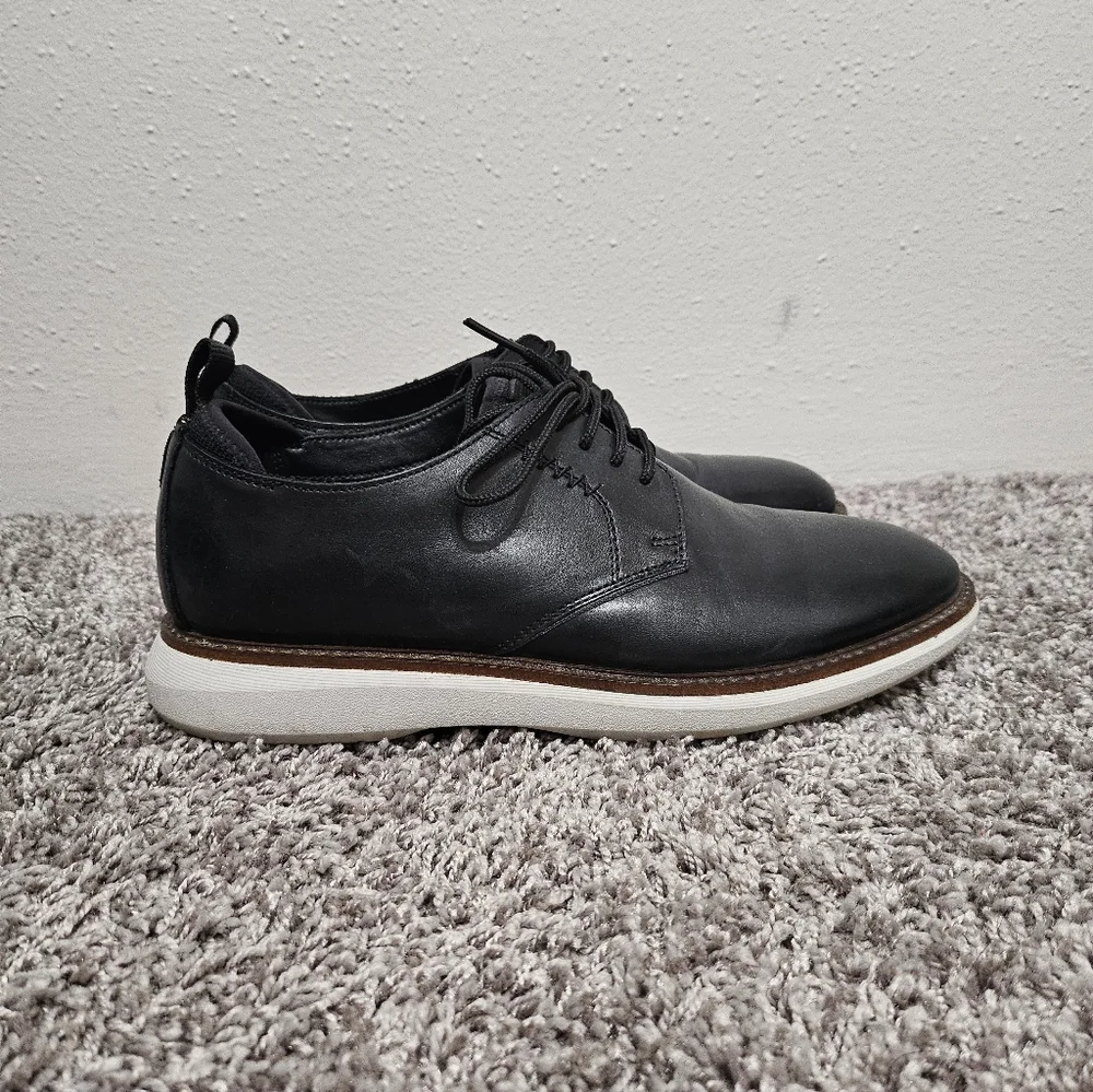Clarks Collection Mens US7 Black Leather Oxford Derby Comfort Casual Dress Shoes
